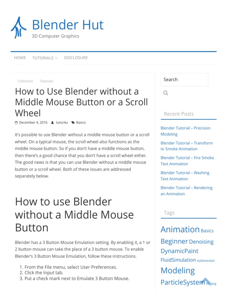 How To Use Blender Without A Middle Mouse Button or A Scroll Wheel PDF Button