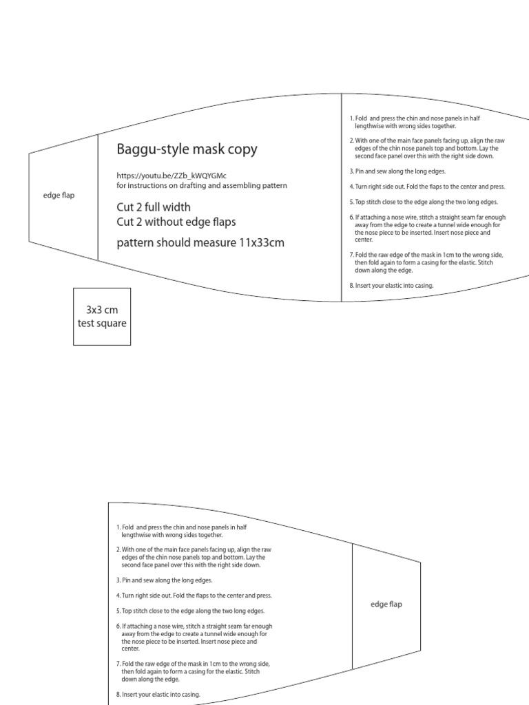 Baggu Style 3D Mask Pattern Larger JD PDF Seam (Sewing) Sewing