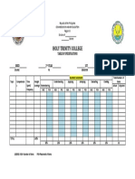 Holy Trinity College Table of Specifications for BSED 2nd Year 1st Semester