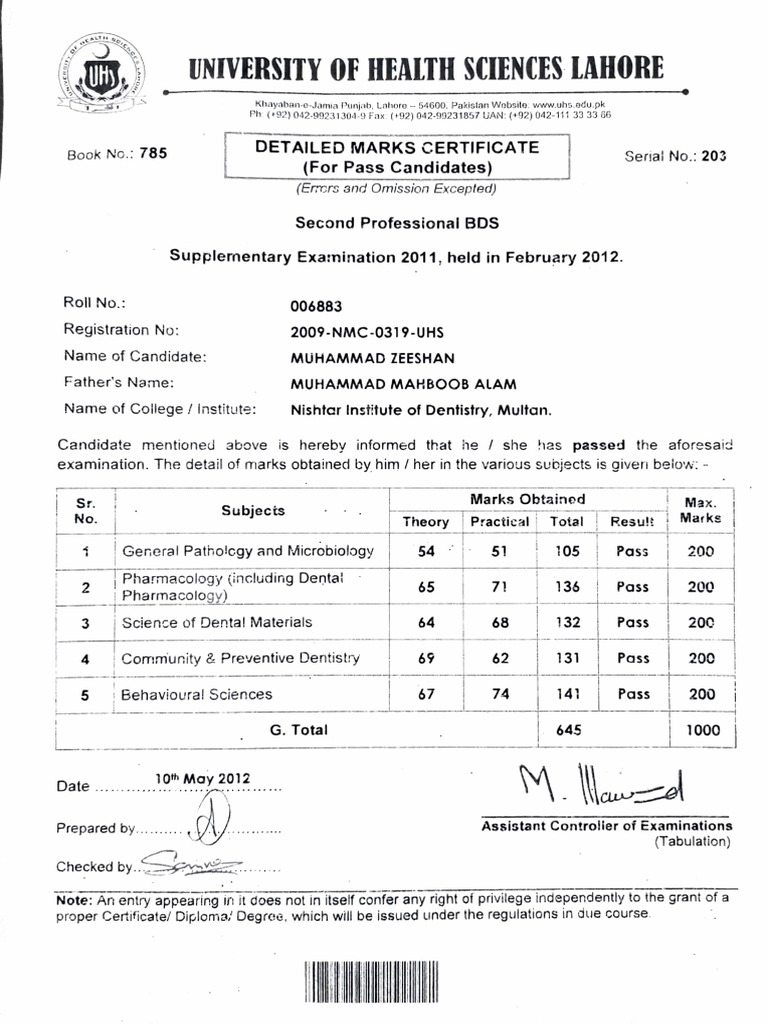 2nd Prof BDS DMC PDF Dental Degree Qualifications