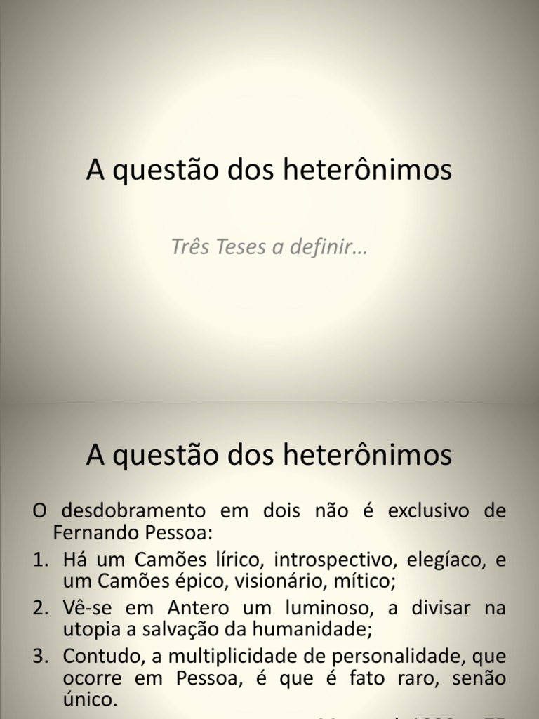 A Questão Dos Heterônimos PDF | PDF | Poesia