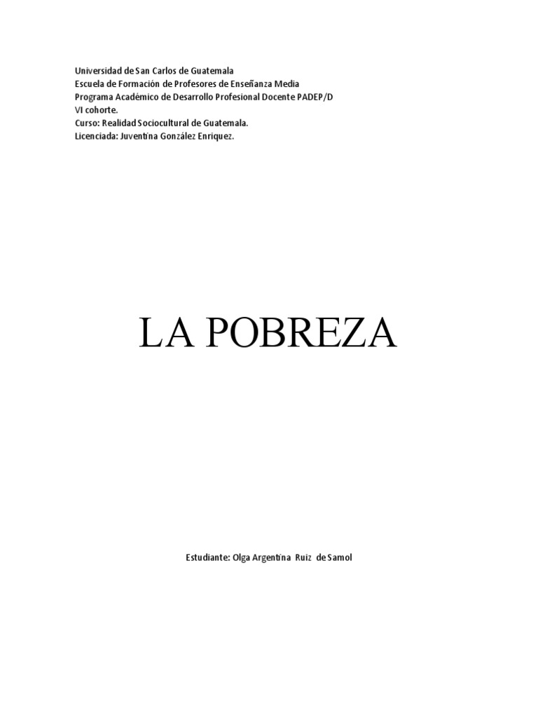 Pobreza Extrema | PDF | Pobreza | Pobreza e indigencia