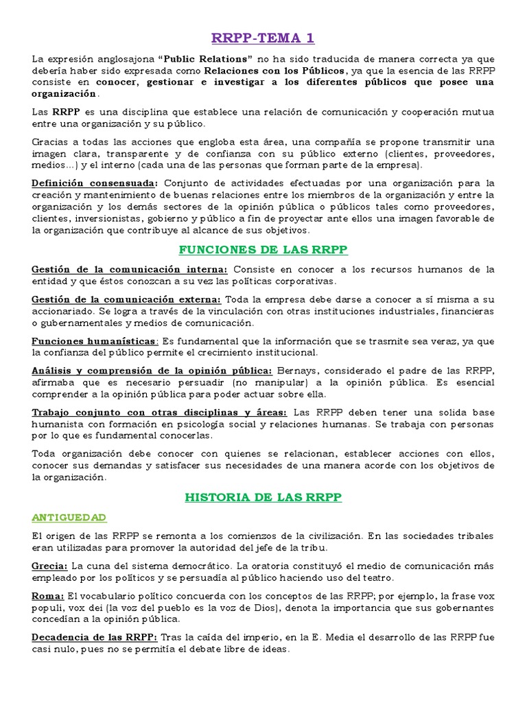 Fundamentos de Relaciones Públicas | PDF | Teoría | Planificación