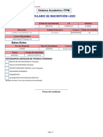 Formulario de Inscripción I-2023: Sistema Academico ITPM