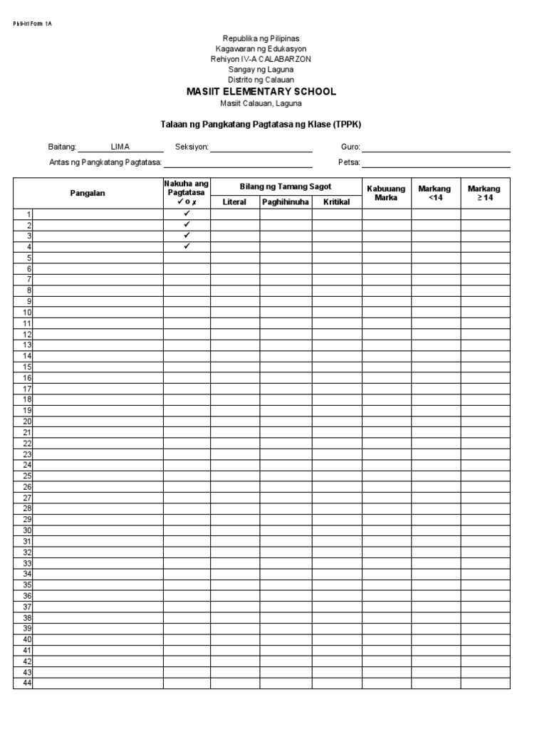 Phil-Iri Assessment Forms Overview | PDF | Philippines