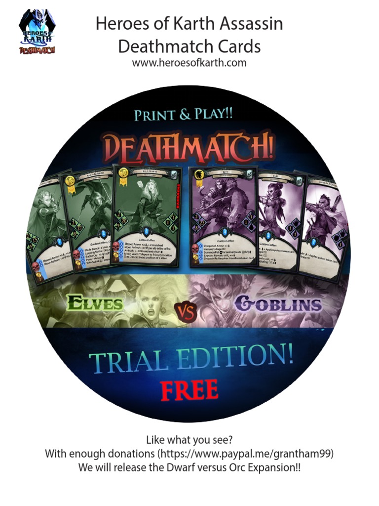 Free Print and Play Deathmatch Cards Assassin Deck | PDF