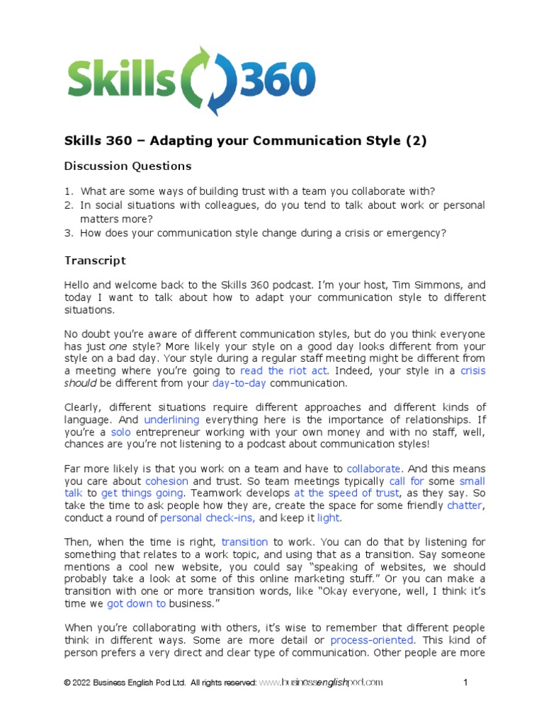 Adapting Communication Styles Effectively | PDF | Anger | Communication