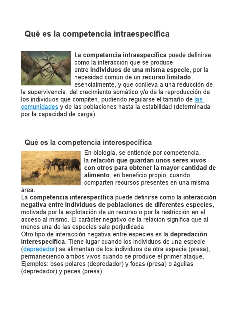 Qué es la competencia intraespecífica PDF Depredación Ecología comunitaria