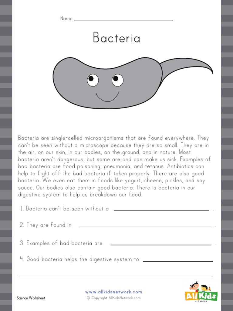Bacteria Reading Worksheet PDF