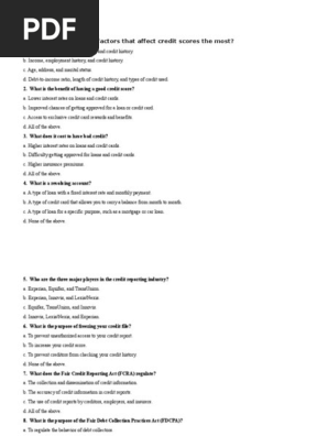 Practice Test Credit Repair