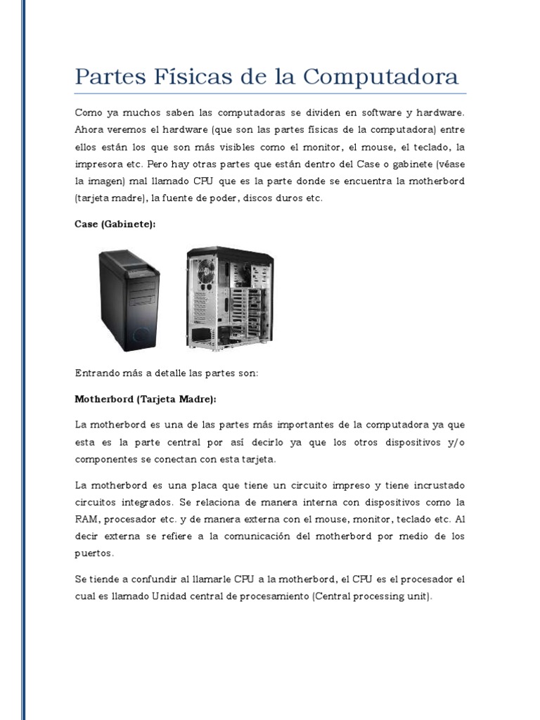 Partes Físicas de la Computadora | PDF | Hardware de la computadora ...