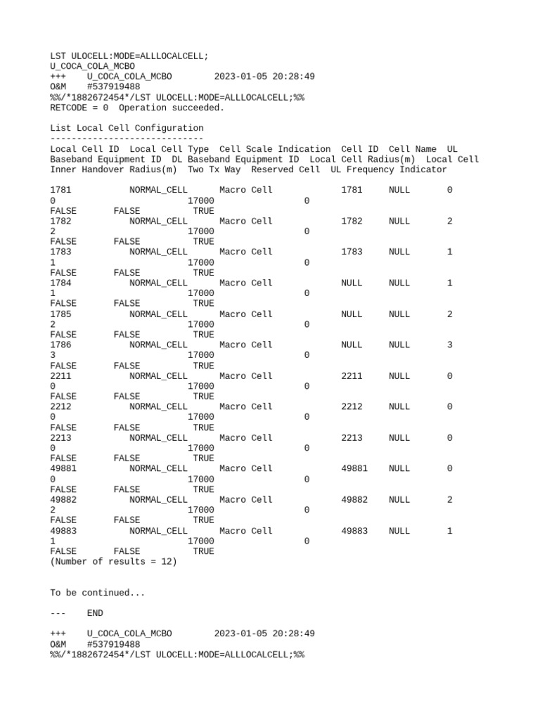Local Cell and RRU Configuration Data | PDF | Computer Science ...