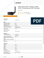 APC Back-UPS 1100VA 230V UPS Spec Sheet