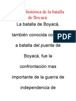 Reseña Histórica de La Batalla de Boyacá