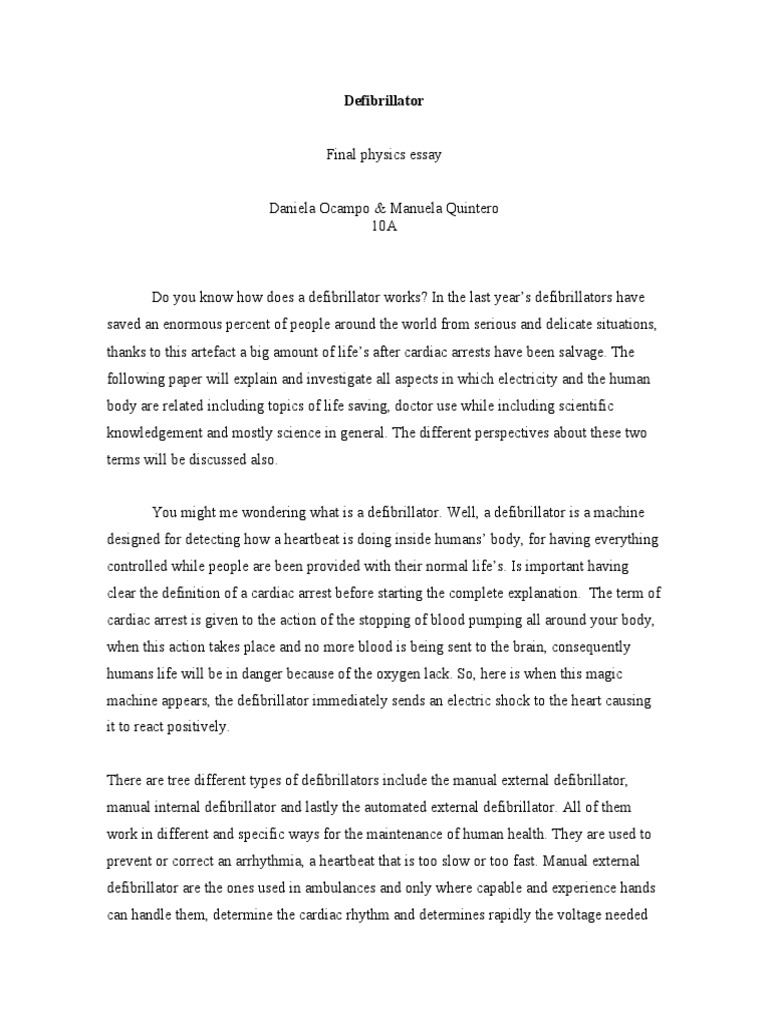 Defibrillator Invention PDF Medical Specialties Cardiovascular System