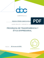 Certificadocursoprograma de Transparencia y Ética Empresarial 30 de Enero Del 2023