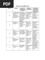 Rubrics For Feasibility Study