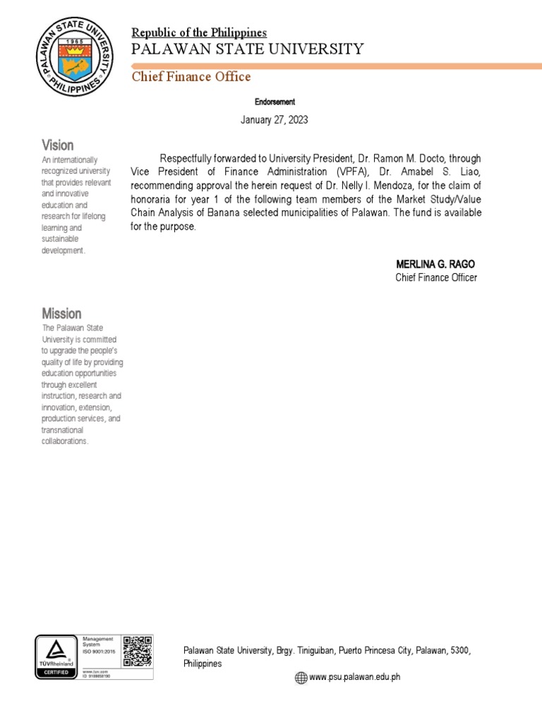 Endorsement With Letter Head Final | PDF | Computing
