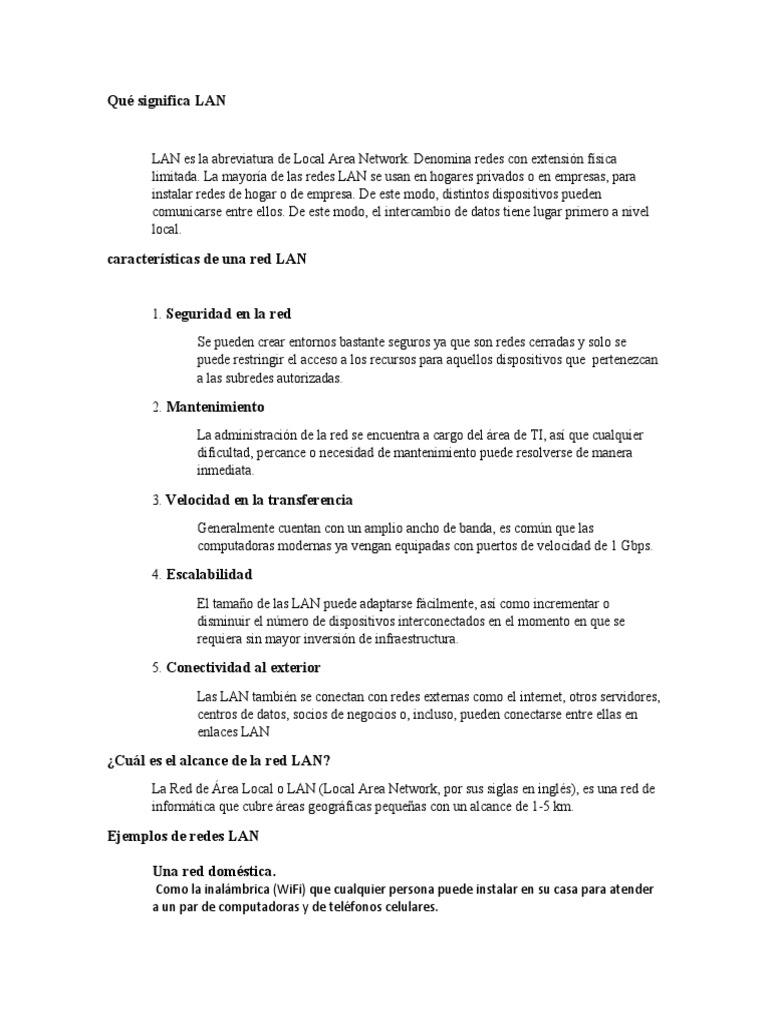 Qué Significa LAN Redes PDF Red de computadoras Red de área amplia