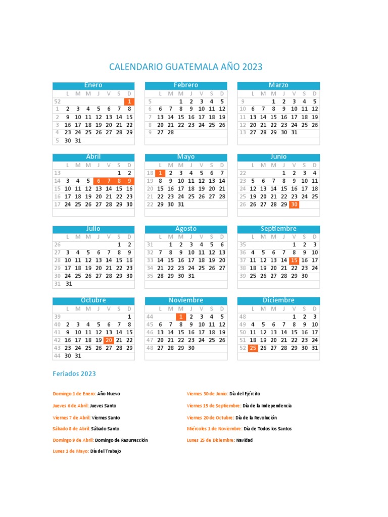 Calendario Guatemala 2023 | PDF