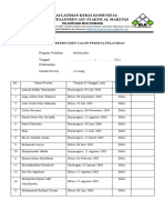 (Format 23) Daftar Rekrutmen Calon Peserta Pelatihan