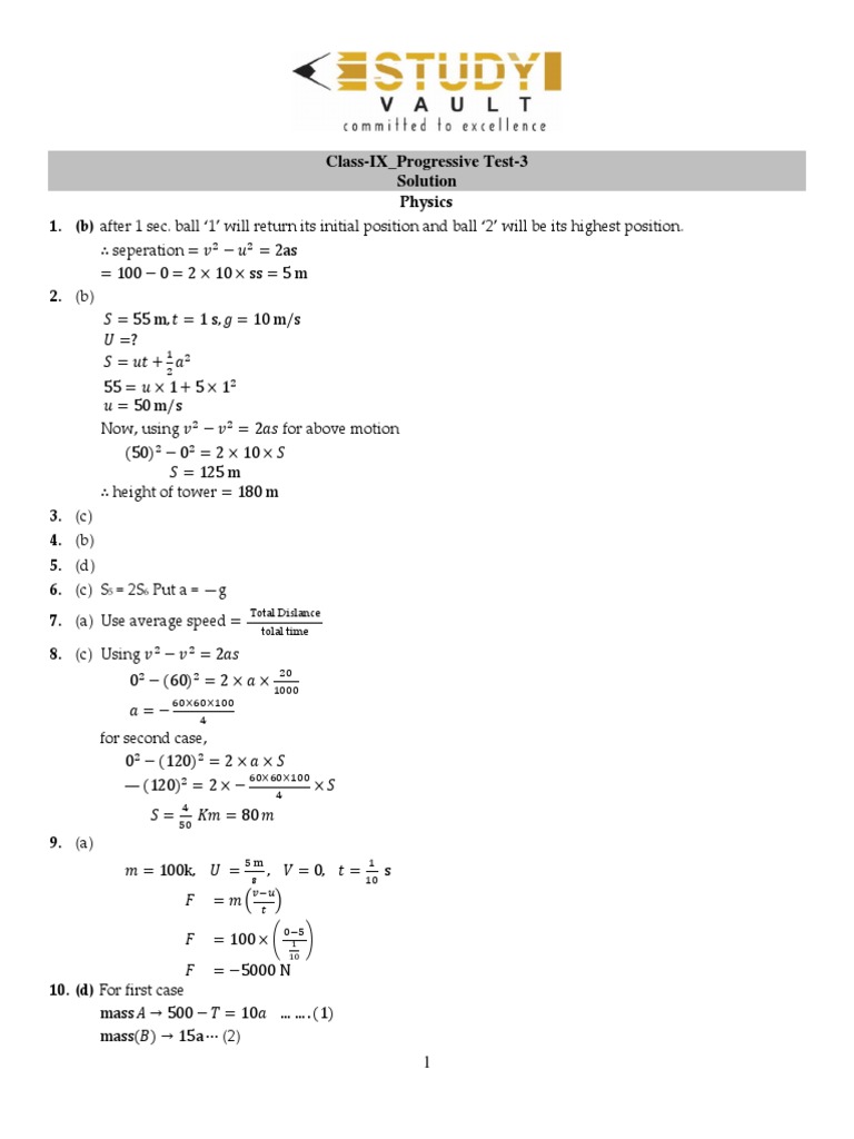 Class IX Physics, Chemistry, Biology Test Solutions | PDF | Organelle ...