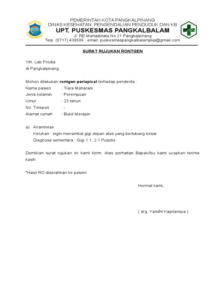 Surat Rujukan Rontgen | PDF