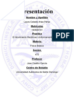 El Movimiento Rectilíneo Uniformemente Variado Laura Arias 100585741 Seccion 475