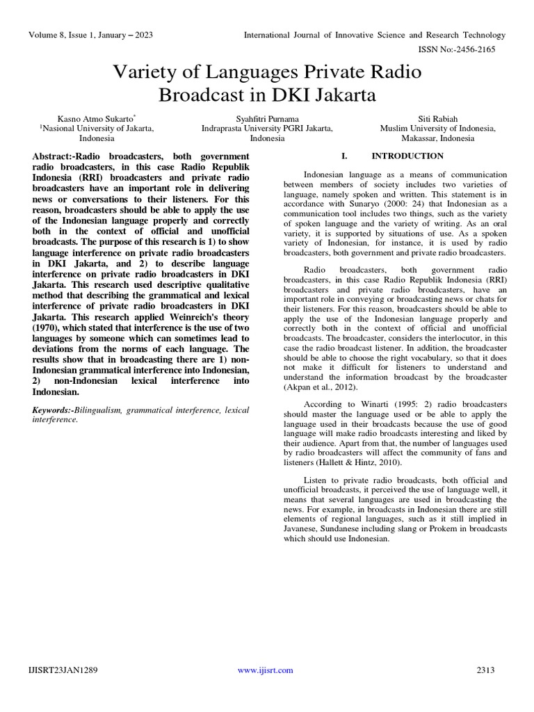 Variety of Languages Private Radio Broadcast in DKI Jakarta PDF