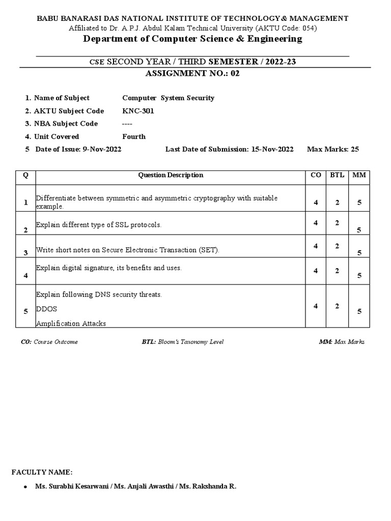 Computer System Security Assignment 2022-23 | PDF