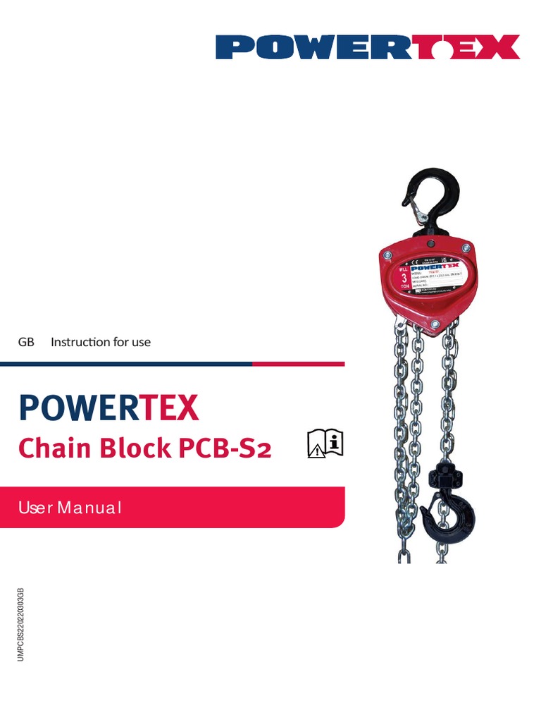 User Manual Powertex Chain Block PCB-S2 (GB) | PDF | Nut (Hardware) | Wear