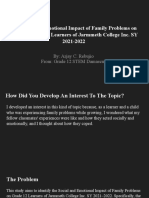 Social and Emotional Impact of Family Problems On Grade 12 Learners of Jarmmeth College Inc. SY 2021-2022