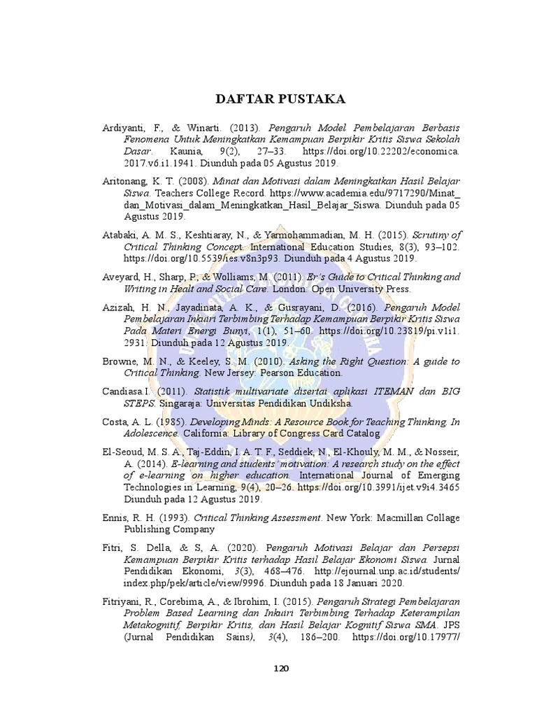 Daftar Pustaka Pembelajaran Kritis | PDF | Karier & Perkembangan | Ilmu ...