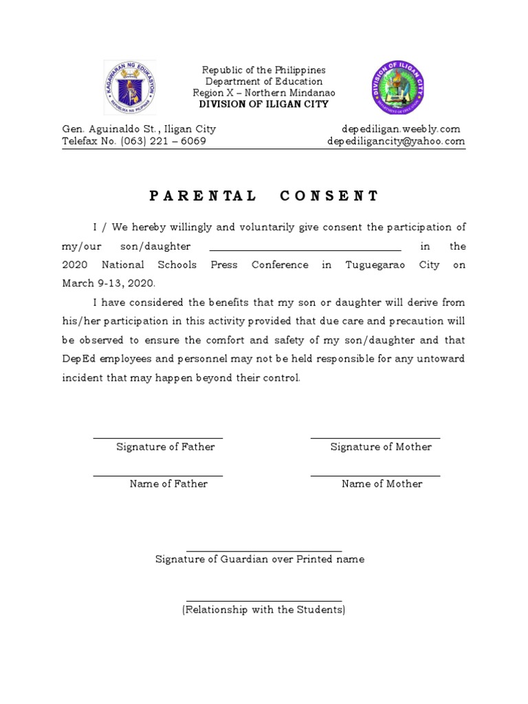 Parental Consent for School Event | PDF | Social Science