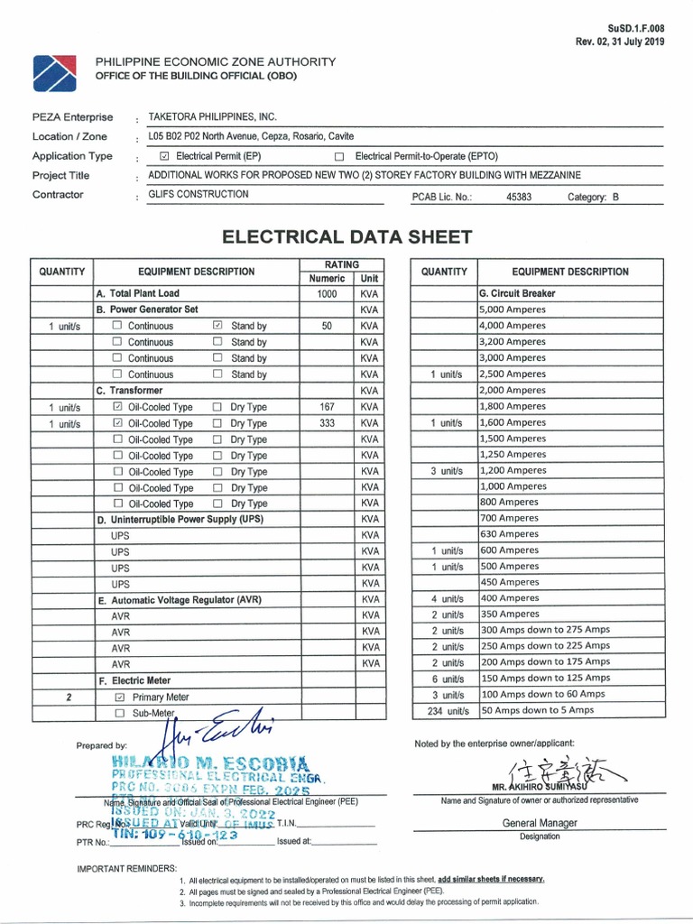 25FEB2022 - Electrical Data Sheet 2022 FEBRUARY | PDF