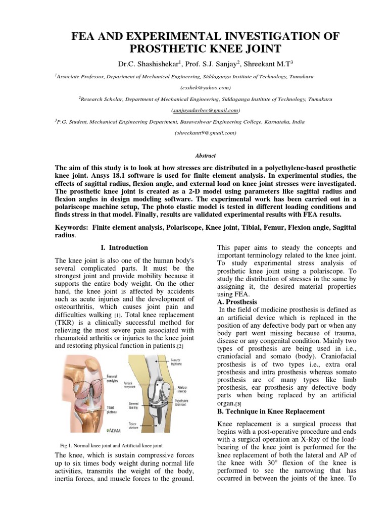 FEA of Prosthetic Knee Joint Stress Analysis | PDF | Prosthesis | Knee