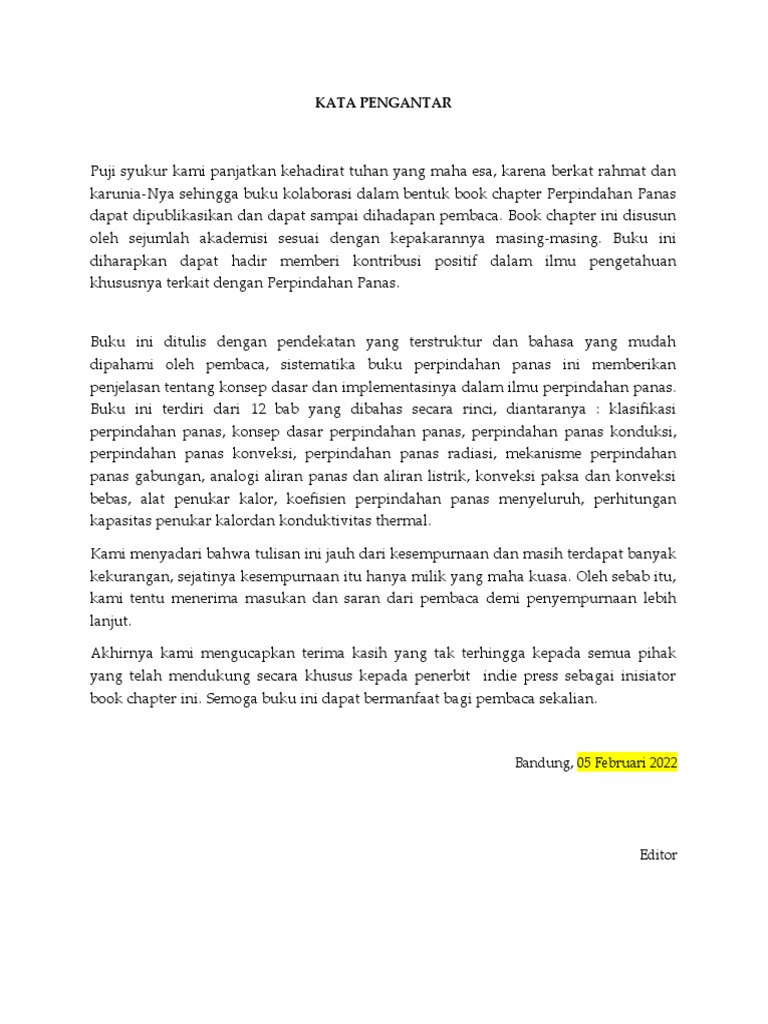Template Kata Pengantar Book Chapter Editor PDF