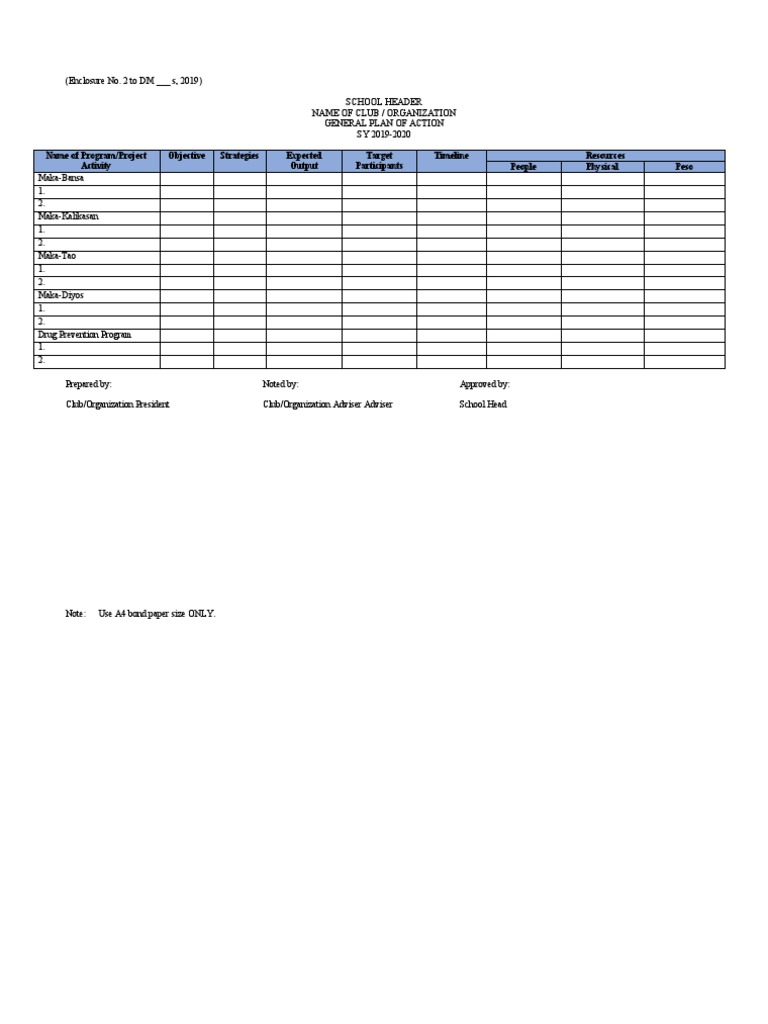 GPOA Template for School Clubs | PDF | Social Science