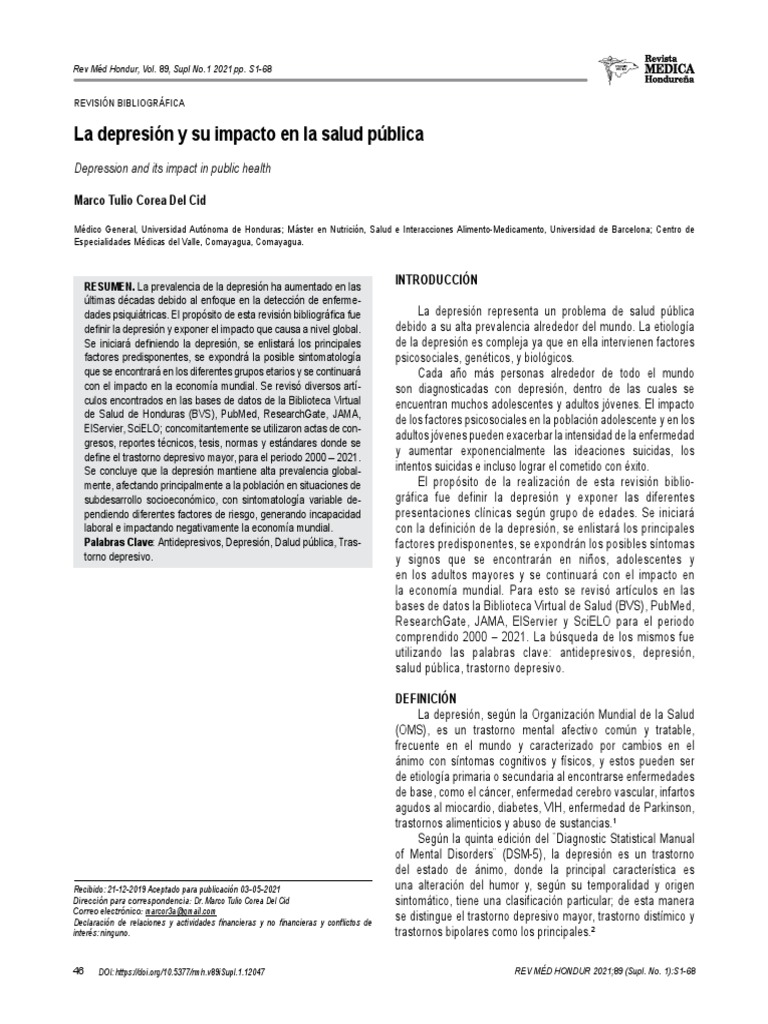 Impacto de la Depresión en Salud Pública | PDF | Trastorno depresivo ...