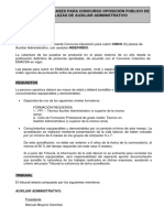 Bases y Convocatoria Concurso Oposicion PUBLICO Aux - Administrativos