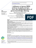 The Influence of Green HRM Practices On Green Service Behaviors: The Mediating Effect of Green Knowledge Sharing