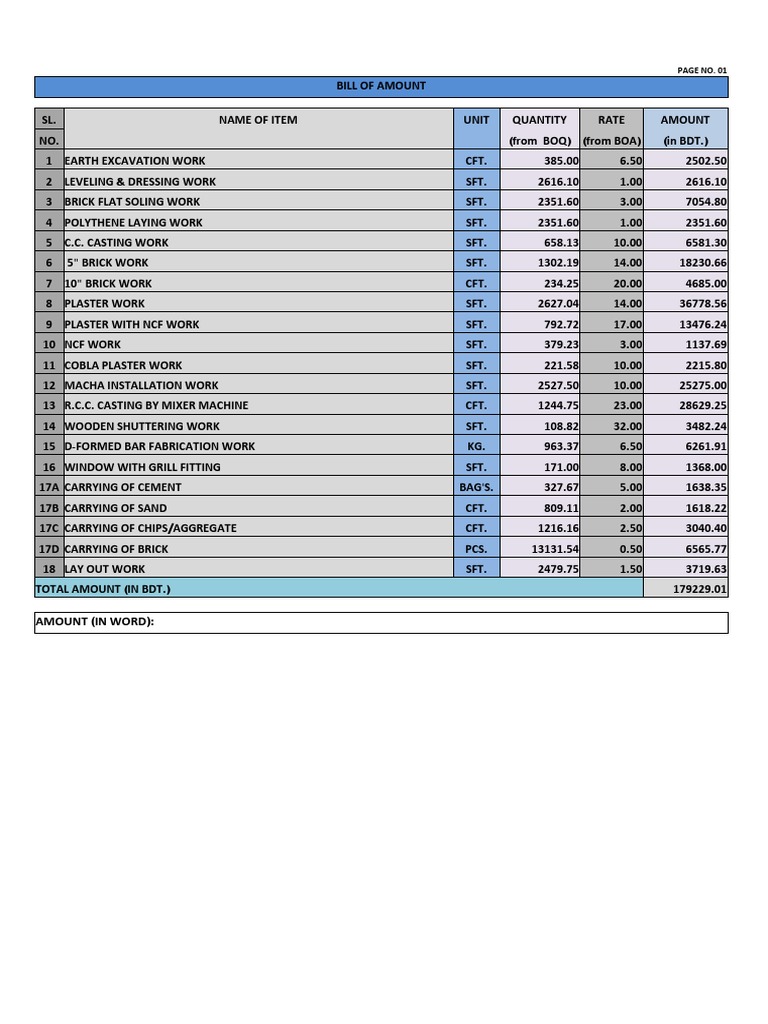 Protik Ceramics Bill of Quantity | PDF | Wall | Length