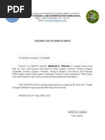 Certificate of Employment