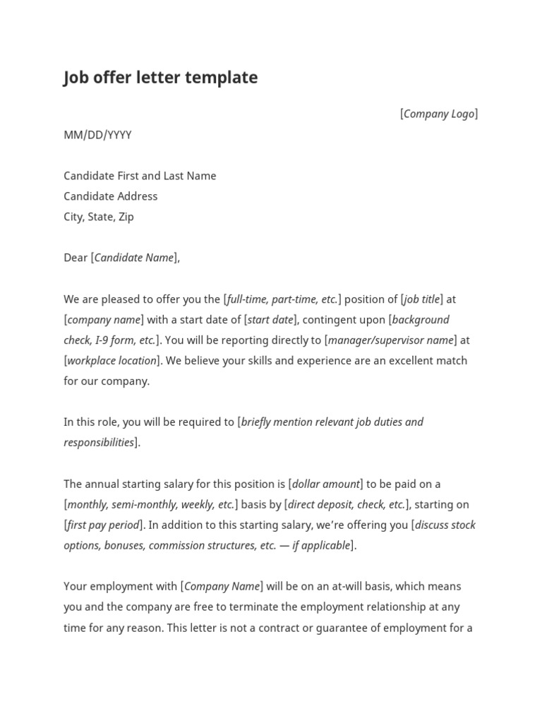 Job Offer Letter Template PDF Download | PDF