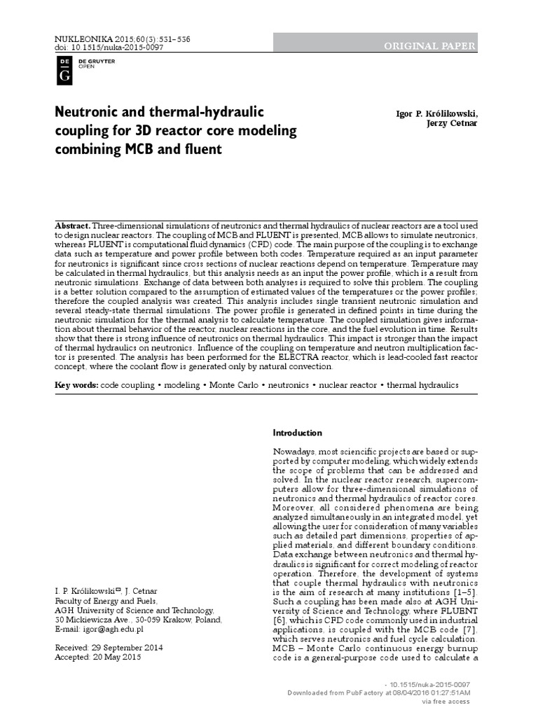 Coupling Neutronics and Thermal Hydraulics | PDF | Nuclear Fuel ...