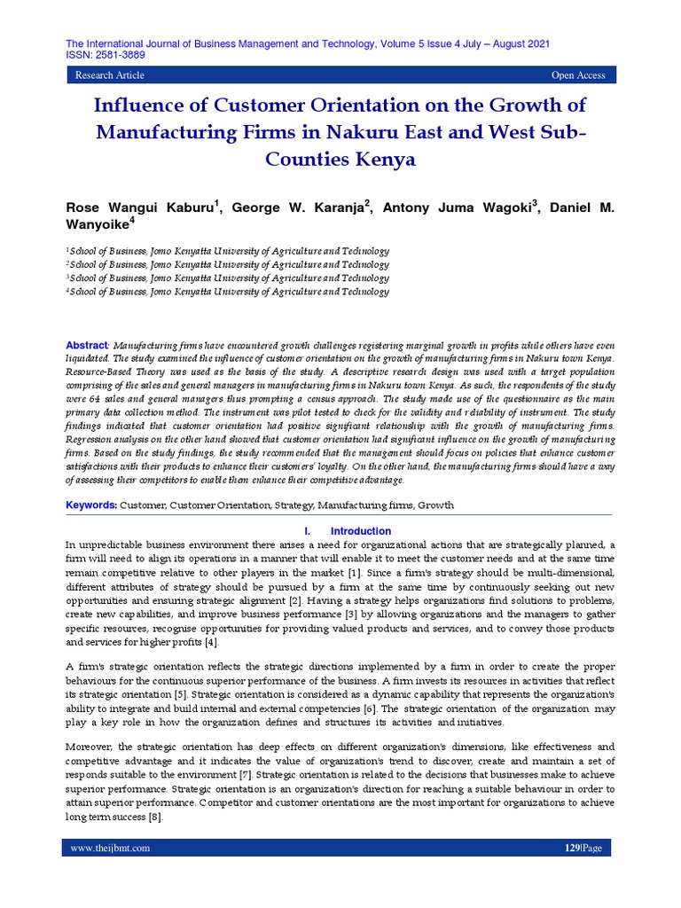 influence-of-customer-orientation-on-the-growth-of-manufacturing-firms