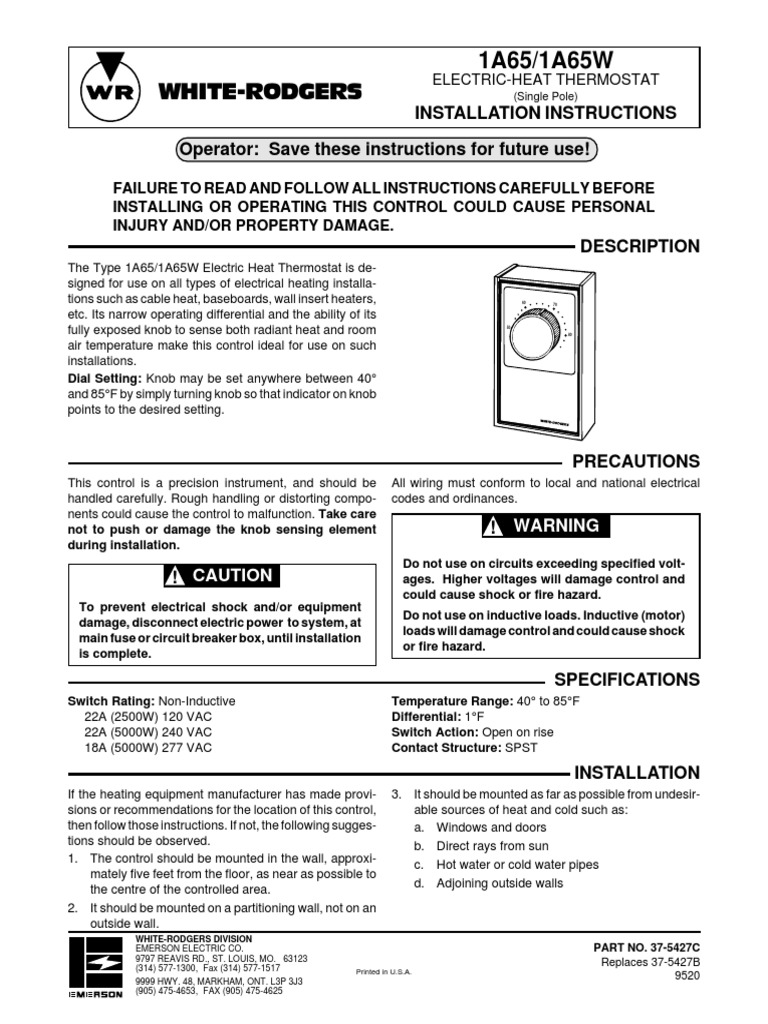 White Rodgers - 1A65-641 - Install Instructions | Download Free PDF