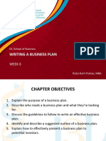 Writing A Business Plan: Week 6