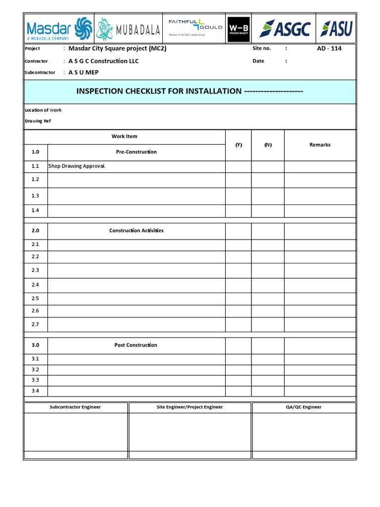 Check List Installation Pdf