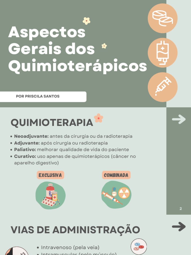 Tipos e Vias de Administração de Quimioterápicos | PDF | Quimioterapia ...